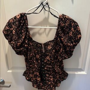Free People. Black & rose gold Women's corset top